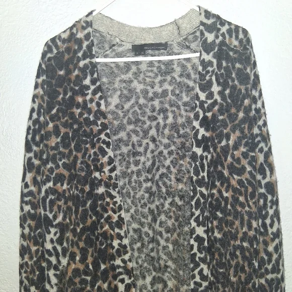 360Cashmere Leopard Print Long Line Cardigan S - Picture 3 of 7